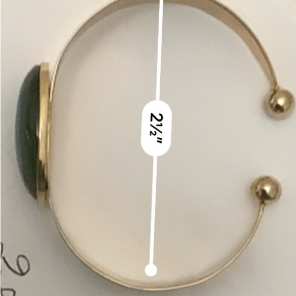 Gold-Tone Cuff Bracelet W/Green Stone & Round End Accents - Picture 4 of 5